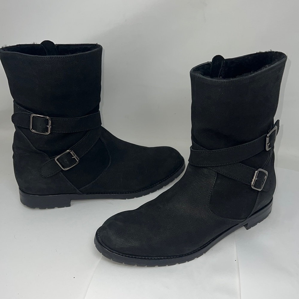 Manolo Blahnik Sz 39.5 Campcross Black Suede and Shearling Boots